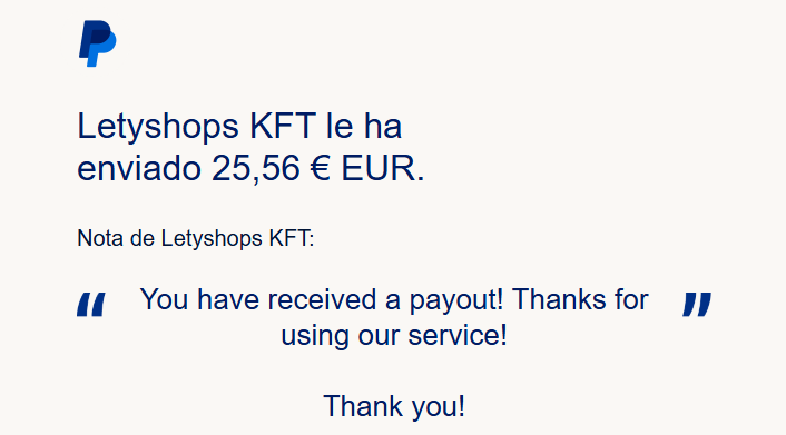 Prueba de pago de Letyshops